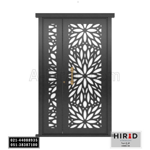 درب فلزی لیزری یک و نیم لنگه هیراد طرح مینا کد 1554 عرض 153 ارتفاع 223 